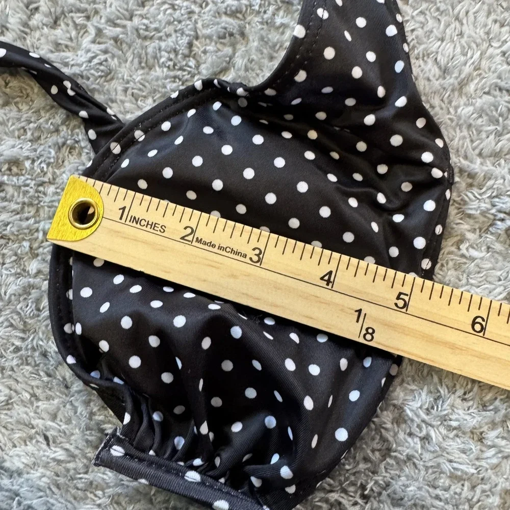 Boutique Polka Dot Bikini Set Medium Black White High Cut Underwire